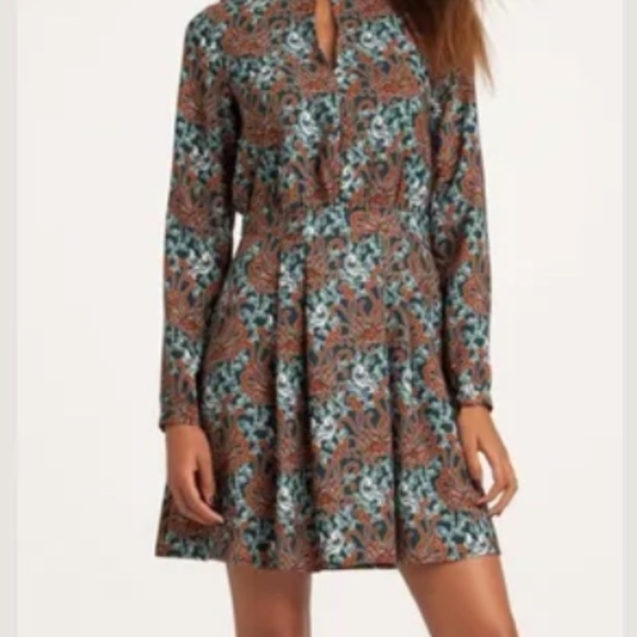 Beautiful 3 Suisses dress key hole front and back pearlized buttons pleated sz M - Picture 1 of 15